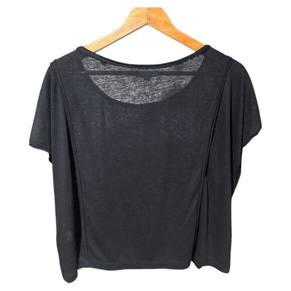 Max Studio Black Linen Blend Boxy Scoop Neck Short Sleeve Tee M NWT - Picture 6 of 8